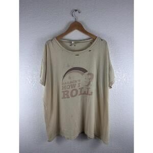 Vintage Barack Obama “That’s How I Roll” T Shirt Distressed XL Beige USA